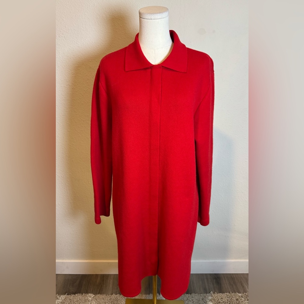 The Cashmere Project Long Sleeve Double Zip Red Car Coat size Large